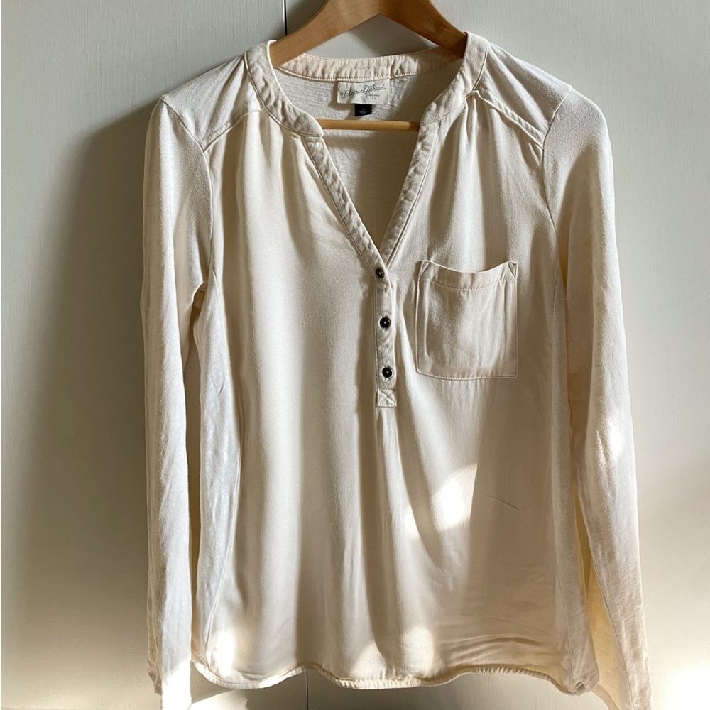 Universal Thread long-sleeve rayon henley in cream